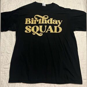Port & Company unisex XL Black Gold Crew Neck Jersey T-shirt Birthday Squad